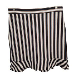 Ann Taylor Size 12 Skirt Stripe Knee Stretch Flounce Hem Nautical Preppy Refined